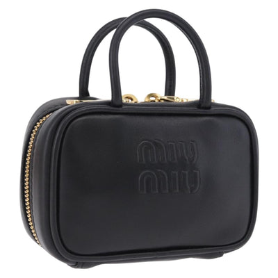 Miu Miu Beau Pouch Leather Black Gold Auth 202103M