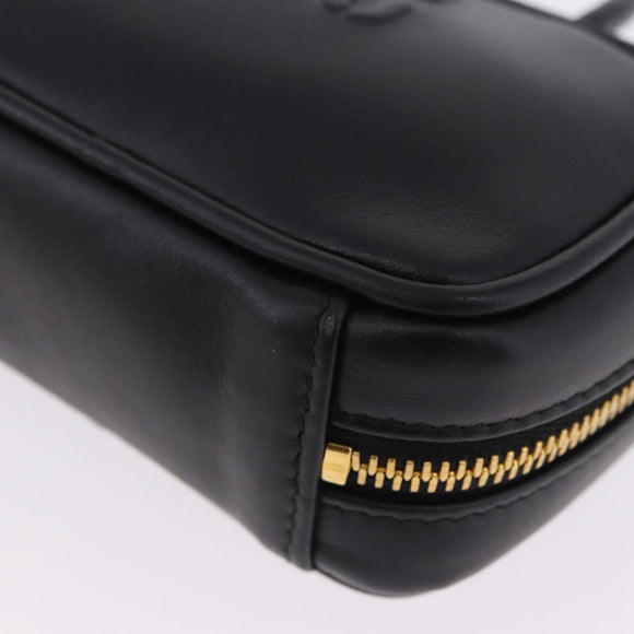 Miu Miu Beau Pouch Leather Black Gold Auth 202103M