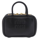 Miu Miu Beau Pouch Leather Black Gold Auth 202103M-13