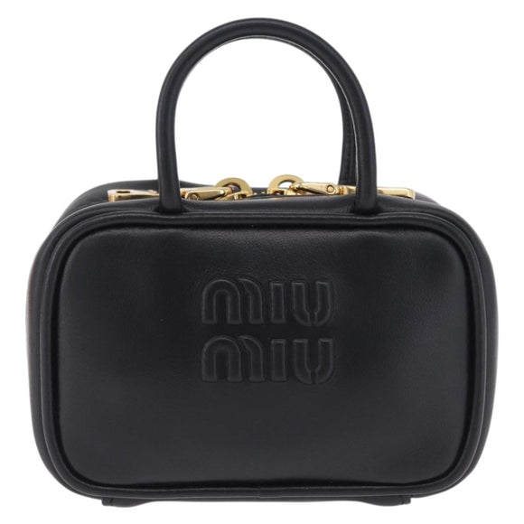 Miu Miu Beau Pouch Leather Black Gold Auth 202103M