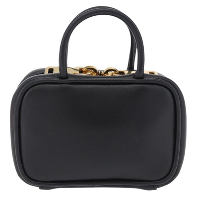 Miu Miu Beau Pouch Leather Black Gold Auth 202103M - 0