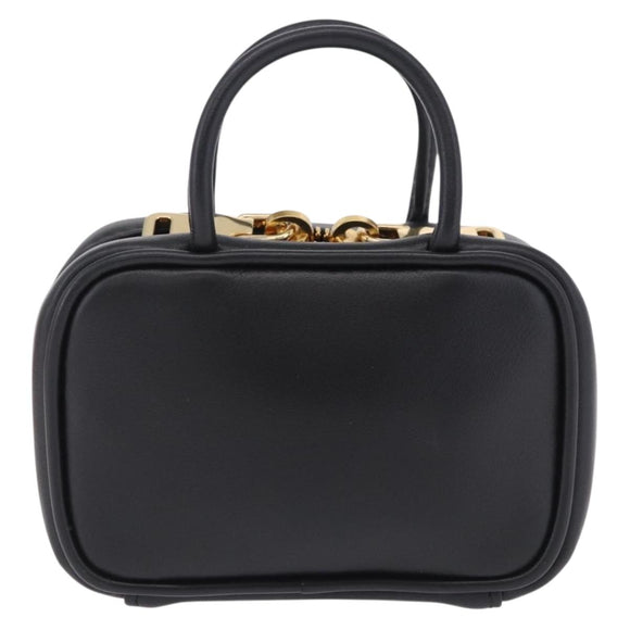 Miu Miu Beau Pouch Leather Black Gold Auth 202103M