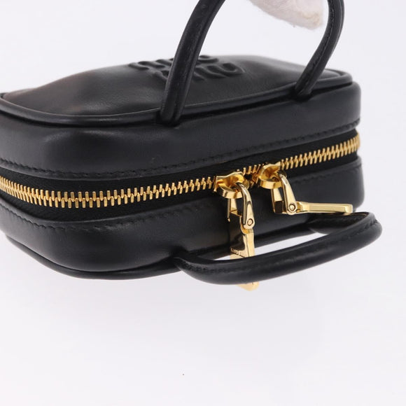 Miu Miu Beau Pouch Leather Black Gold Auth 202103M