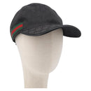 GUCCI GG Canvas Web Sherry Line Cap Black Gold Tone 200035 Auth 202104A-1