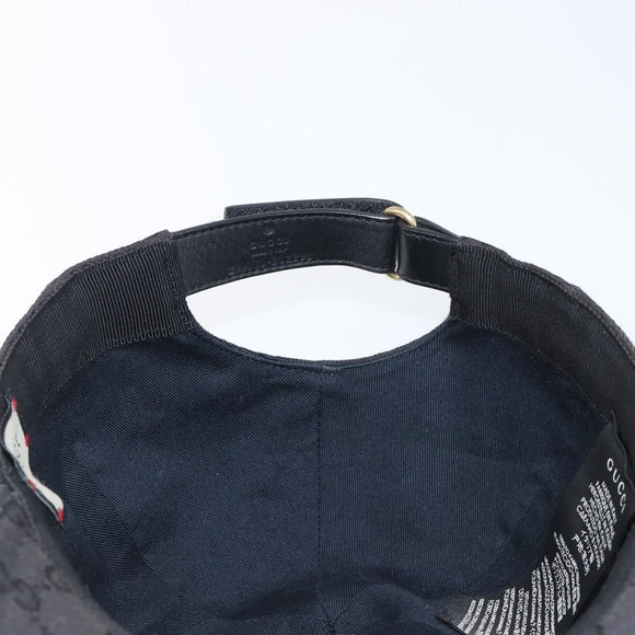 GUCCI GG Canvas Web Sherry Line Cap Black Gold Tone 200035 Auth 202104A