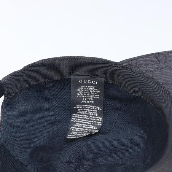 GUCCI GG Canvas Web Sherry Line Cap Black Gold Tone 200035 Auth 202104A