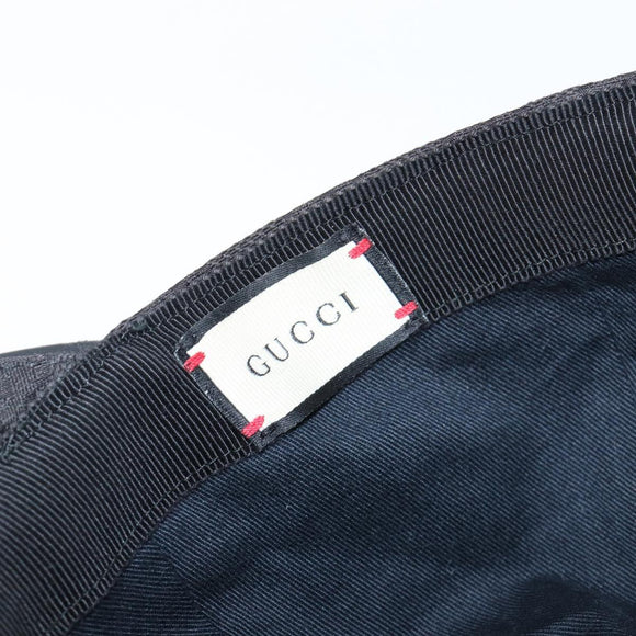 GUCCI GG Canvas Web Sherry Line Cap Black Gold Tone 200035 Auth 202104A