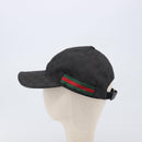 GUCCI GG Canvas Web Sherry Line Cap Black Gold Tone 200035 Auth 202104A-4