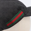 GUCCI GG Canvas Web Sherry Line Cap Black Gold Tone 200035 Auth 202104A-6
