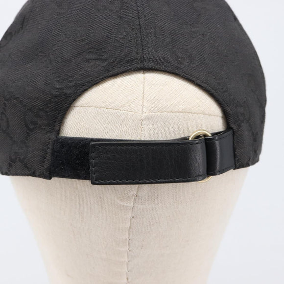 GUCCI GG Canvas Web Sherry Line Cap Black Gold Tone 200035 Auth 202104A