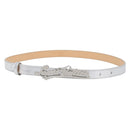 LOUIS VUITTON Ceinture Narrow Belt Leather 80/32 Silver LV Auth 202107-1