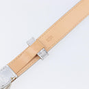 LOUIS VUITTON Ceinture Narrow Belt Leather 80/32 Silver LV Auth 202107-11