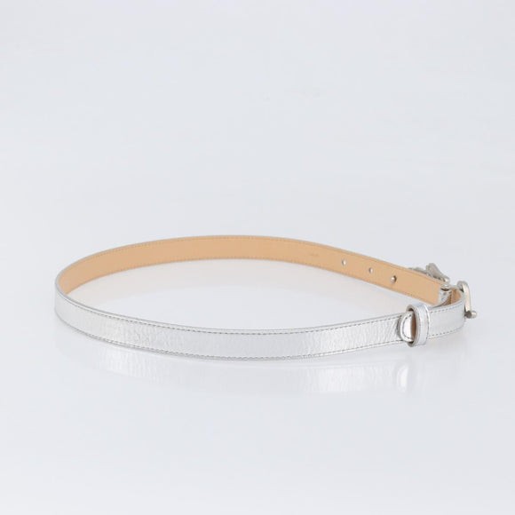 LOUIS VUITTON Ceinture Narrow Belt Leather 80/32 Silver LV Auth 202107