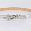 LOUIS VUITTON Ceinture Narrow Belt Leather 80/32 Silver LV Auth 202107-5