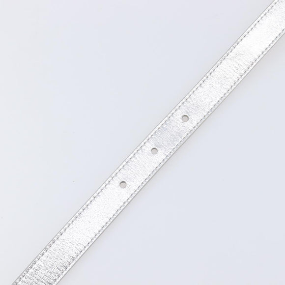 LOUIS VUITTON Ceinture Narrow Belt Leather 80/32 Silver LV Auth 202107