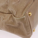 Miu Miu Vitellolux Hand Bag Leather 2way Beige Gold Tone Auth 202110V-16