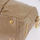 Miu Miu Vitellolux Hand Bag Leather 2way Beige Gold Tone Auth 202110V-17
