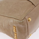 Miu Miu Vitellolux Hand Bag Leather 2way Beige Gold Tone Auth 202110V-18