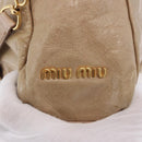 Miu Miu Vitellolux Hand Bag Leather 2way Beige Gold Tone Auth 202110V-19