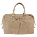 Miu Miu Vitellolux Hand Bag Leather 2way Beige Gold Tone Auth 202110V-13