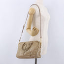 Miu Miu Vitellolux Hand Bag Leather 2way Beige Gold Tone Auth 202110V-27