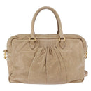 Miu Miu Vitellolux Hand Bag Leather 2way Beige Gold Tone Auth 202110V-2