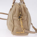 Miu Miu Vitellolux Hand Bag Leather 2way Beige Gold Tone Auth 202110V-4