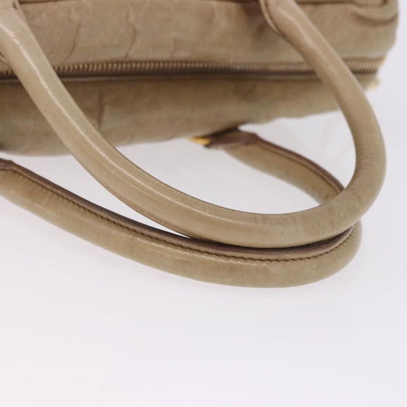 Miu Miu Vitellolux Hand Bag Leather 2way Beige Gold Tone Auth 202110V
