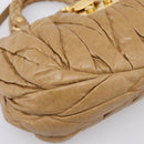 Miu Miu Vitellolux Matelasse Hand Bag Leather 2way Brown Gold Tone Auth 202111V-16