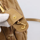 Miu Miu Vitellolux Matelasse Hand Bag Leather 2way Brown Gold Tone Auth 202111V-10