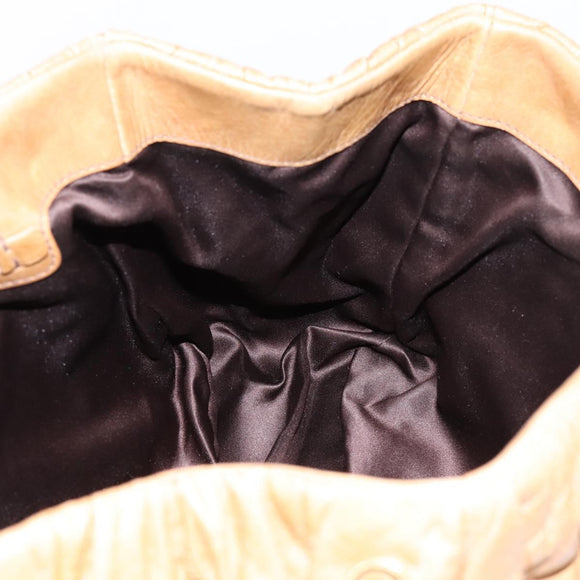 Miu Miu Vitellolux Matelasse Hand Bag Leather 2way Brown Gold Tone Auth 202111V