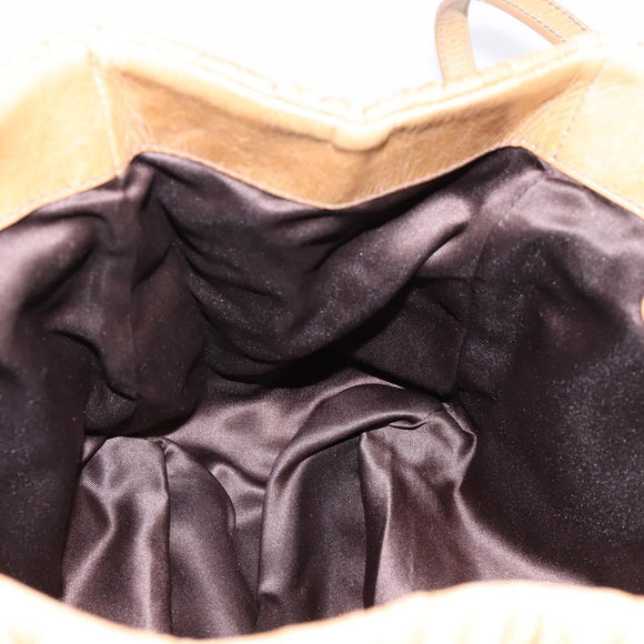 Miu Miu Vitellolux Matelasse Hand Bag Leather 2way Brown Gold Tone Auth 202111V