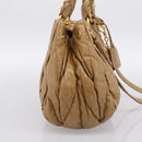 Miu Miu Vitellolux Matelasse Hand Bag Leather 2way Brown Gold Tone Auth 202111V-3