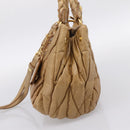 Miu Miu Vitellolux Matelasse Hand Bag Leather 2way Brown Gold Tone Auth 202111V-4
