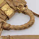 Miu Miu Vitellolux Matelasse Hand Bag Leather 2way Brown Gold Tone Auth 202111V-7