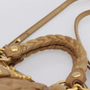 Miu Miu Vitellolux Matelasse Hand Bag Leather 2way Brown Gold Tone Auth 202111V-8