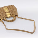 Miu Miu Vitellolux Matelasse Hand Bag Leather 2way Brown Gold Tone Auth 202111V-9