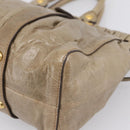 Miu Miu Vitellolux Hand Bag Leather 2way Beige Gold Tone Auth 202112A-17