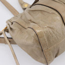Miu Miu Vitellolux Hand Bag Leather 2way Beige Gold Tone Auth 202112A-10