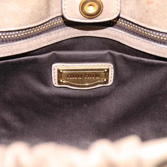 Miu Miu Vitellolux Hand Bag Leather 2way Beige Gold Tone Auth 202112A