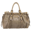 Miu Miu Vitellolux Hand Bag Leather 2way Beige Gold Tone Auth 202112A-13
