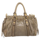 Miu Miu Vitellolux Hand Bag Leather 2way Beige Gold Tone Auth 202112A-2