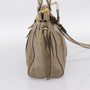 Miu Miu Vitellolux Hand Bag Leather 2way Beige Gold Tone Auth 202112A-3