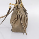 Miu Miu Vitellolux Hand Bag Leather 2way Beige Gold Tone Auth 202112A-4
