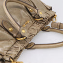 Miu Miu Vitellolux Hand Bag Leather 2way Beige Gold Tone Auth 202112A-6