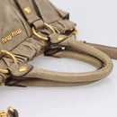 Miu Miu Vitellolux Hand Bag Leather 2way Beige Gold Tone Auth 202112A-7