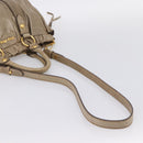 Miu Miu Vitellolux Hand Bag Leather 2way Beige Gold Tone Auth 202112A-9