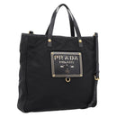 PRADA Hand Bag Nylon 2way Black Gold Tone Auth 202114-1