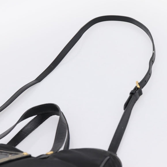 PRADA Hand Bag Nylon 2way Black Gold Tone Auth 202114