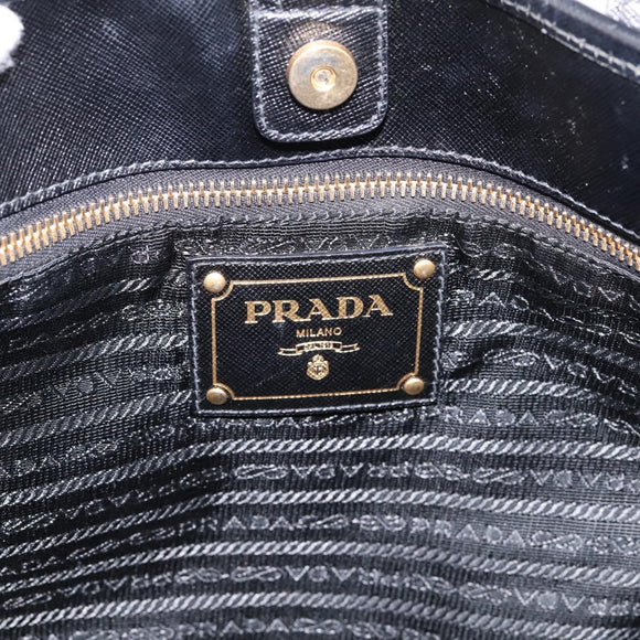 PRADA Hand Bag Nylon 2way Black Gold Tone Auth 202114